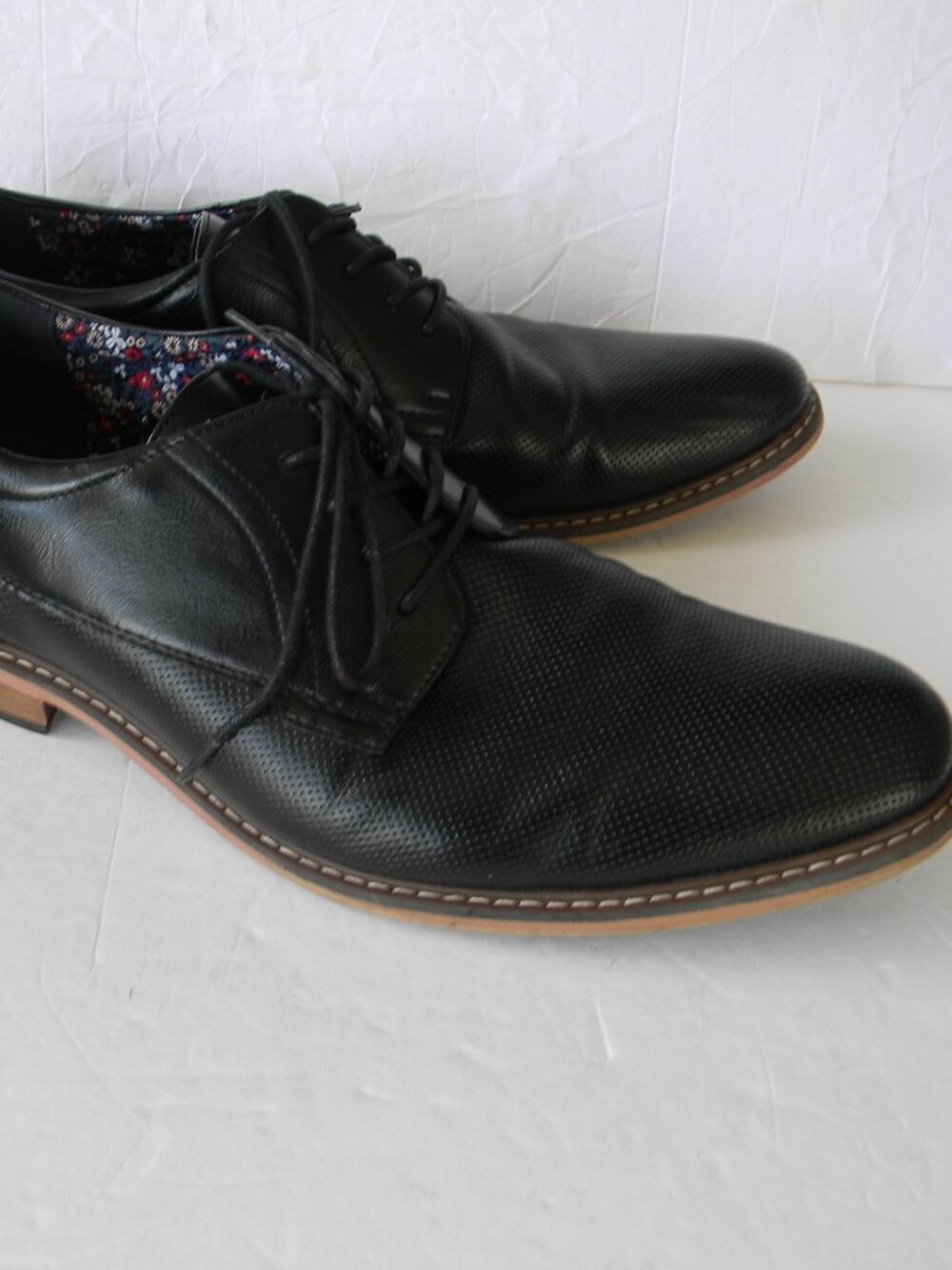 Steve Madden Men's Oxford Shoes LACE-UP PERFORATED DETAIL BLACK Size 13